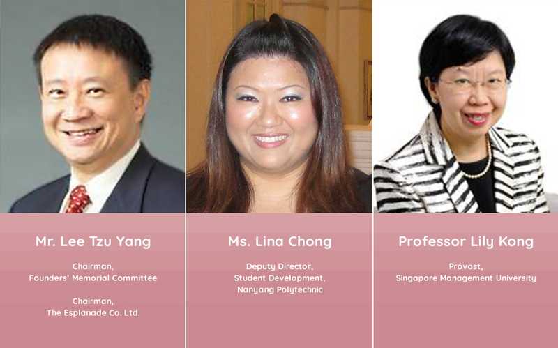 Founders' Memorial Committee Members: Mr Lee Tzu Yang, Ms Lina Chong and Prof Lily Kong